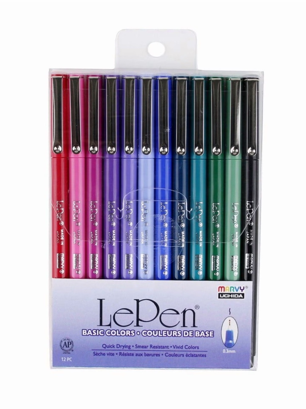 Marvy Uchida Le Pen - Basic Colors - 12 Ct (4300-12A) (Model: BC32175) NEW